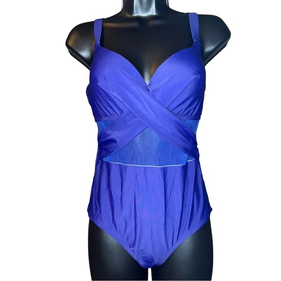 Viottiset Cross Front Cut Out One Piece Swimsuit Tummy Control High Waist size S - Picture 3 of 9